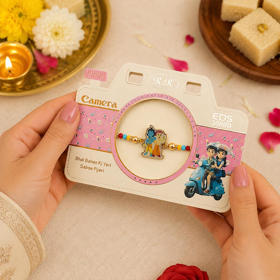 Chhota Bheem Kids Rakhi with Bal Krishna Premium Designer Rakhi for Brothers | Love Craft Gifts™