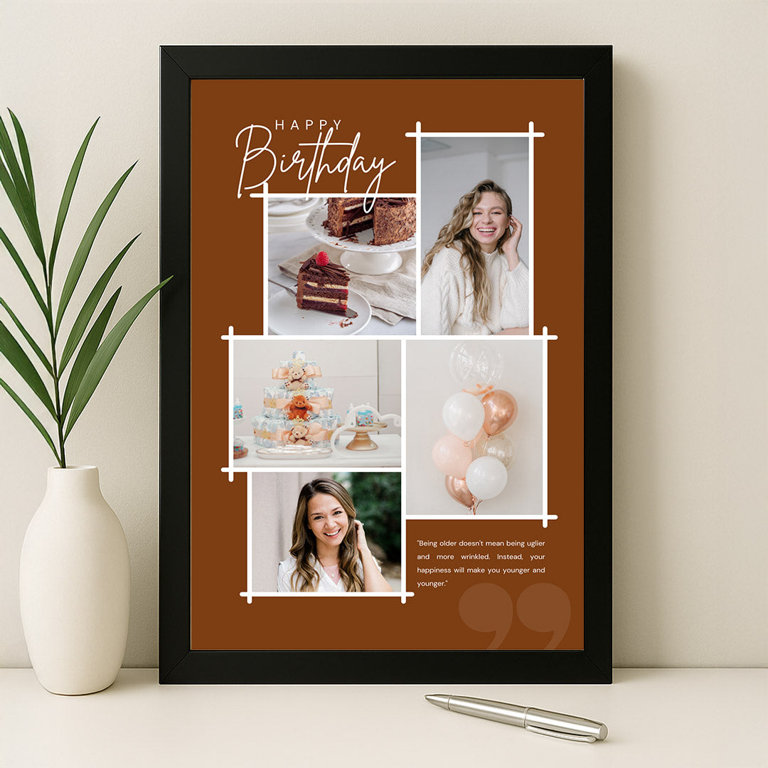 Personalized Birthday Collage Frame with Quote – Photo Wall Decor Gift | Love Craft Gifts