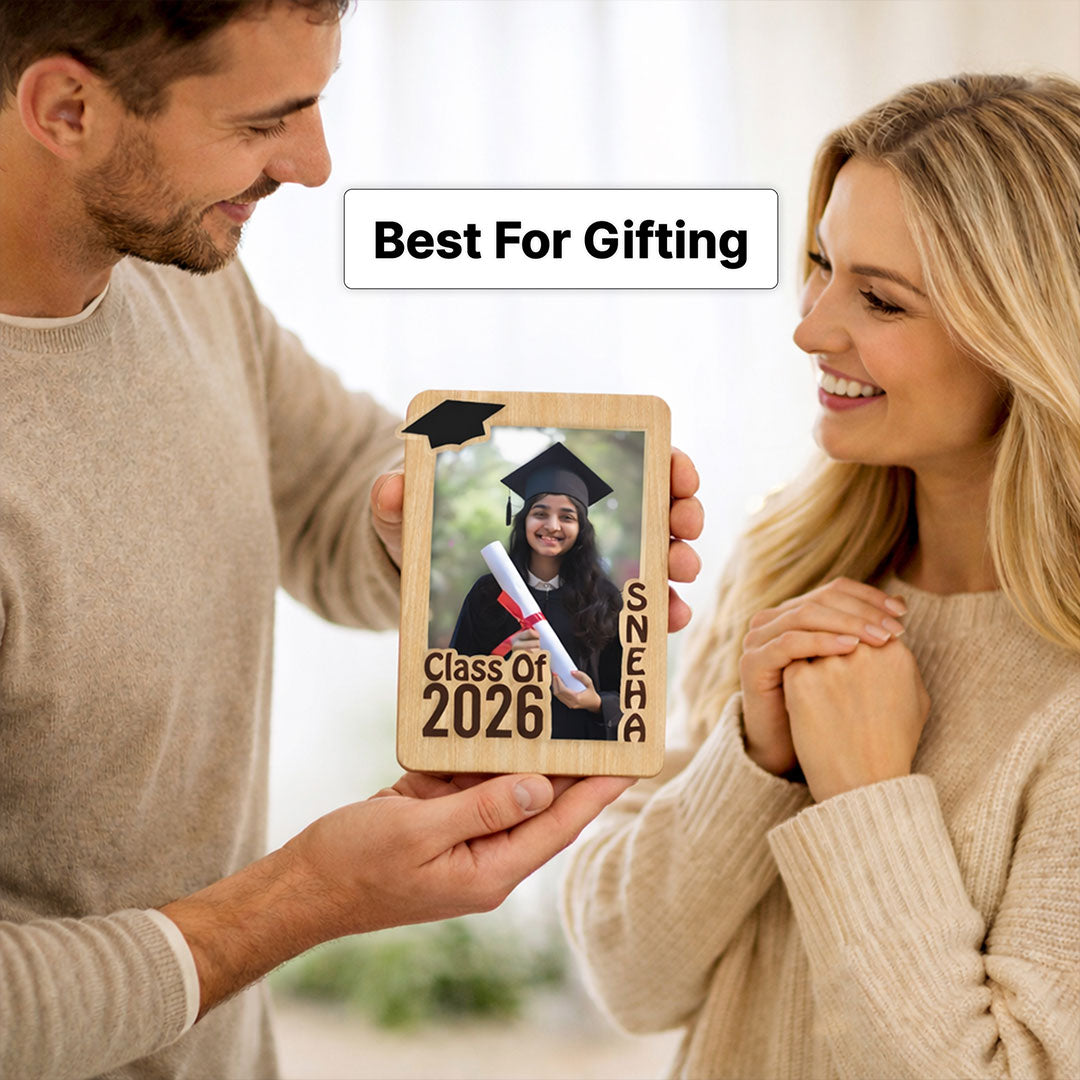 Personalized Graduation Photo Frame – Custom Class of 2026 Wooden Frame (7×5 Inch) | Love Craft Gifts