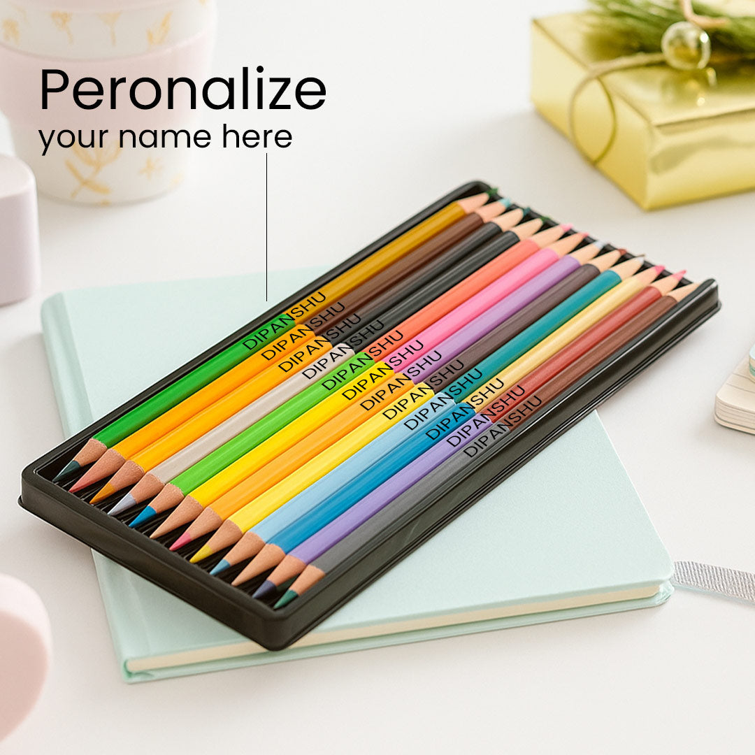 Personalized Name Printed Color Pencil Set – 24 Shades | Love Craft Gifts