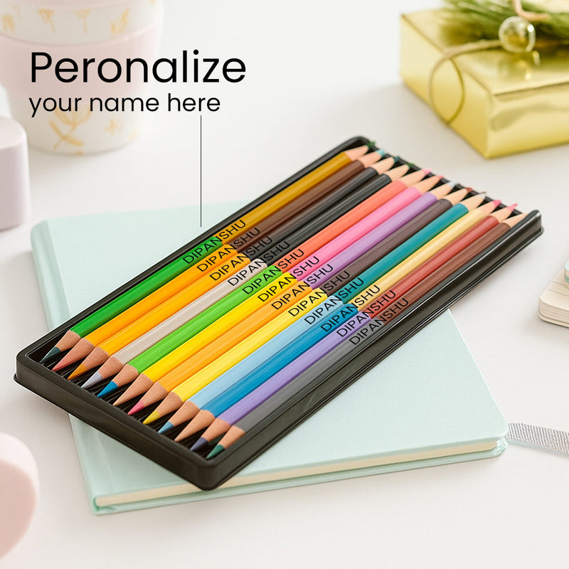 Personalized Name Printed Color Pencil Set – 24 Shades | Love Craft Gifts