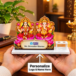 Corporate Diwali Gift with Logo & Name | Lakshmi Ganesha Acrylic Desk Organizer