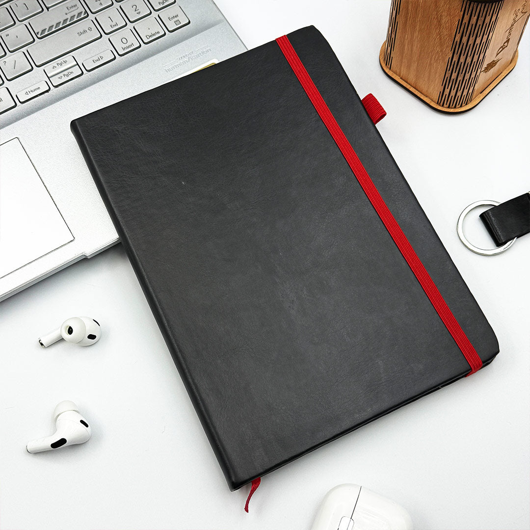 Personalized A5 PVC Hardcover Notebook with Custom Name | Elastic Closure Executive Journal Diary for Office, Study & Corporate Gifting | Love Craft Gifts™