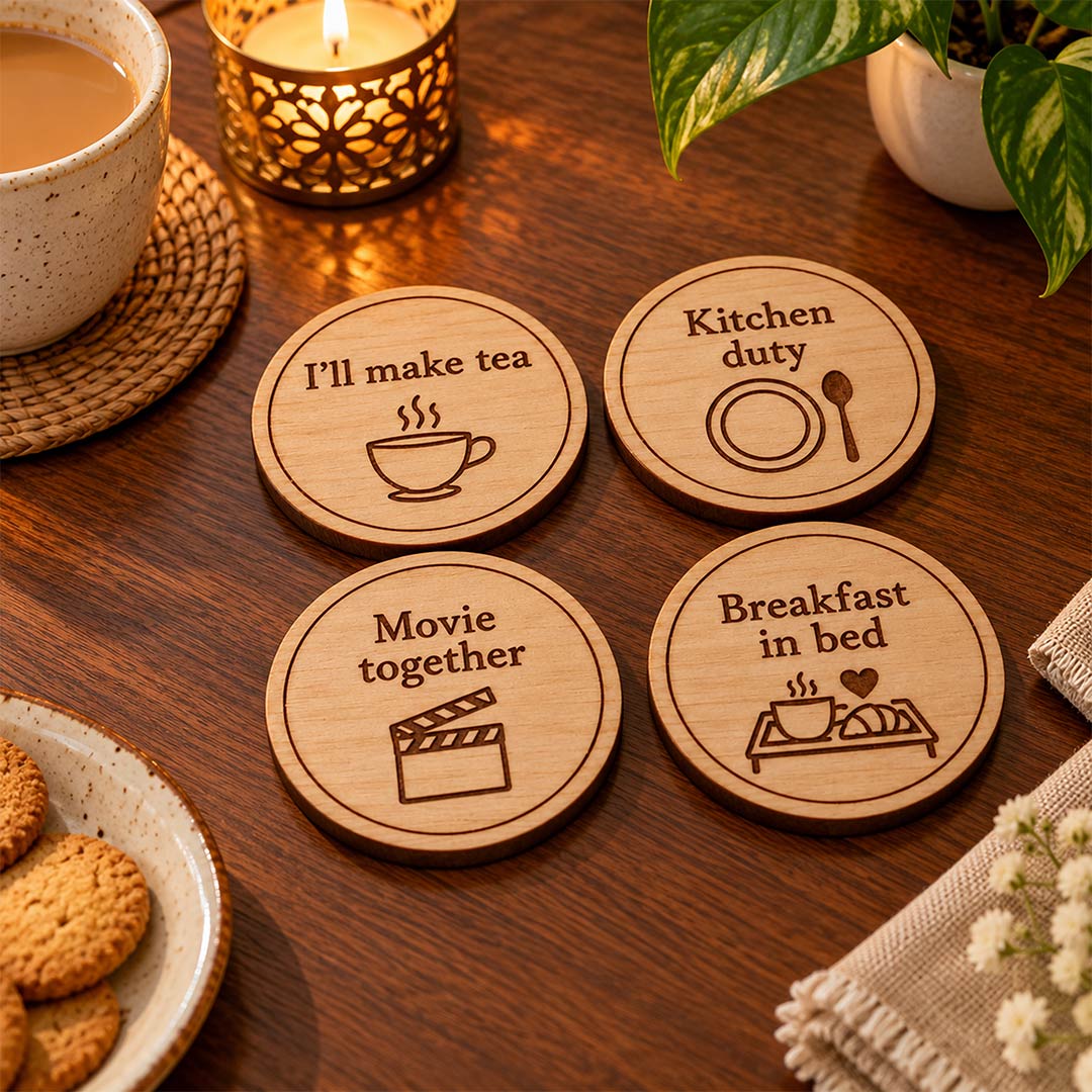 Couple Activity Coaster Set of 4 3.5x3.5" | Fun Relationship Gift | Love Craft Gifts™