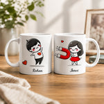 Couple Cartoon Name Mug Set | Personalized 250 ml Ceramic Mugs | Love Craft Gifts™