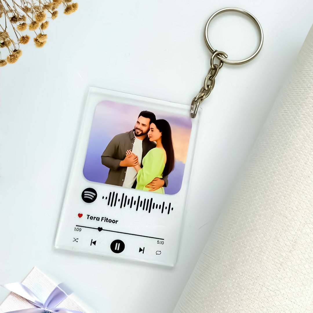 Customized Couple Song & Name Keychain