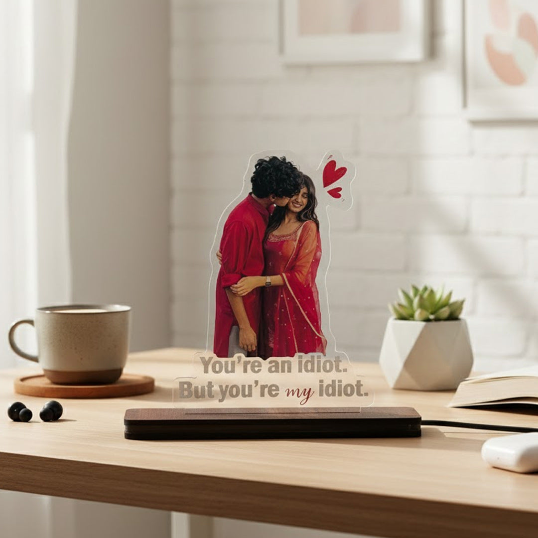 Personalized Couple Acrylic LED Lamp (5 × 7 Inch) | Love Craft Gifts