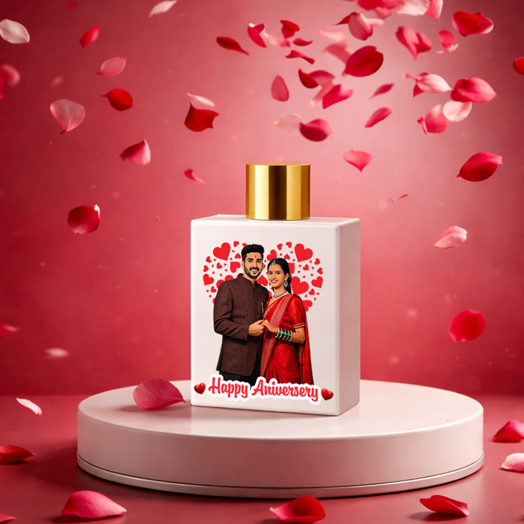 Happy Anniversary Personalized Couple Perfume – Custom Cartoon Bottle (100ml Eau De Parfum) | Love Craft Gifts