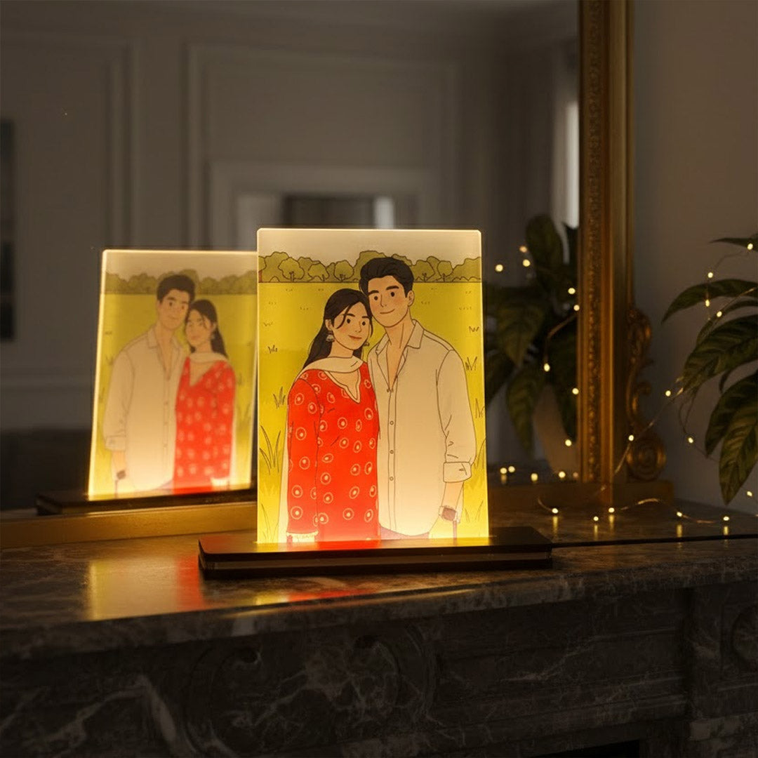 Personalized Couple LED Photo Lamp (5×6 Inch, Warm White Light) | Love Craft Gifts