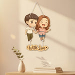 Customized Couple Cartoon Wall Hanging (11x16") | Love Craft Gifts
