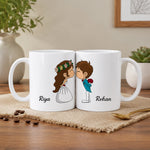 Personalized Couple Cartoon Name Mug Set 250ml | Custom His & Her Ceramic Coffee Mug with Names | Cute Romantic Gift for Anniversary, Valentine, Wedding & Couples | Love Craft Gifts™