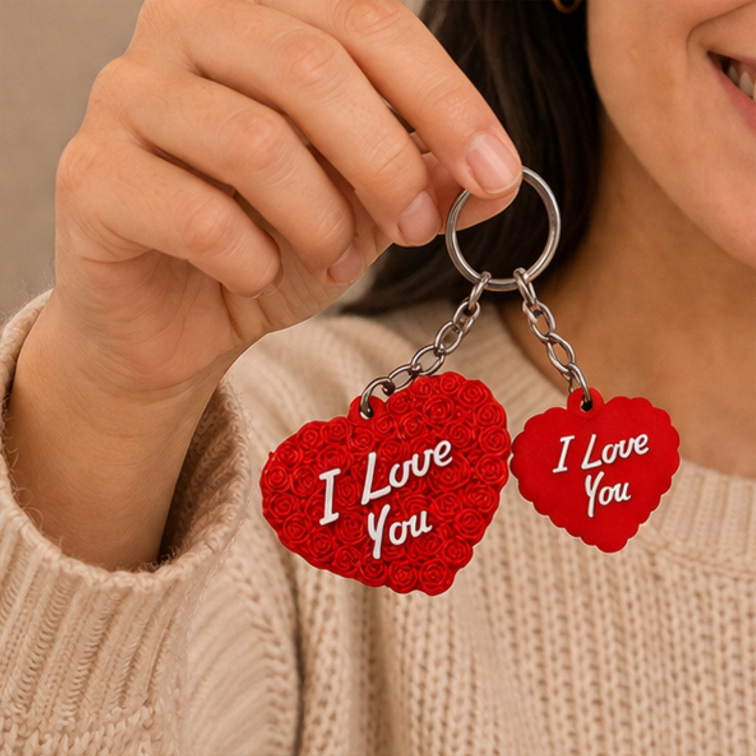 I Love You Heart Couple Keychain Set – Romantic Love Heart Keyring Gift for Couples & Valentine’s Day (Standard Gift Size) | Love Craft Gifts™