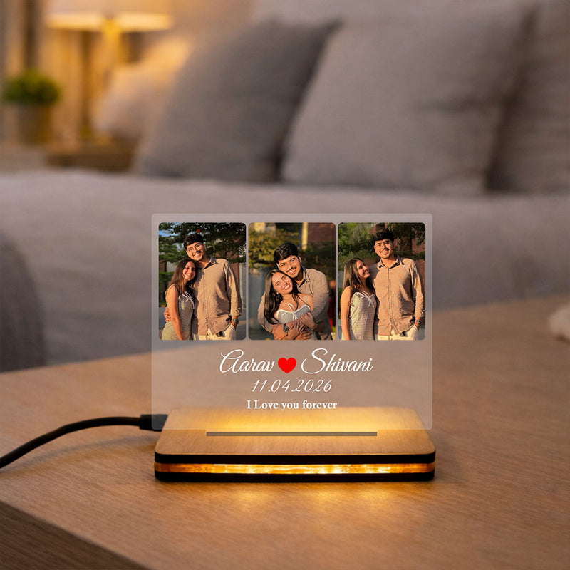 Personalized Couple LED Photo Frame 8x6" with Name & Picture | Romantic Acrylic Night Lamp Gift | Love Craft Gifts™