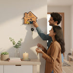 Personalized Wooden Couple Key Holder – 6x6” | Custom Names & Cartoon Art | Love Craft Gifts