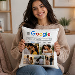 Personalized Google Search Couple Photo Cushion Cover | Custom Romantic Memory Gift for Couples, Husband & Wife - 10x10" | Love Craft Gifts™