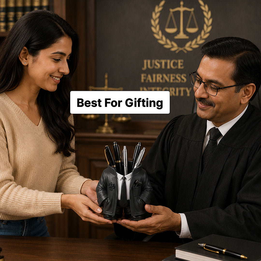 Personalized Advocate Coat Pen Stand with Custom Name | Unique Desk Organizer Gift for Lawyers, Judges & Legal Professionals | Love Craft Gifts™