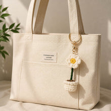 Crochet Daisy Flower Pot Keychain | Cute Handmade-Style Floral Bag Charm | Crochet Flower Key Ring | Love Craft Gifts™