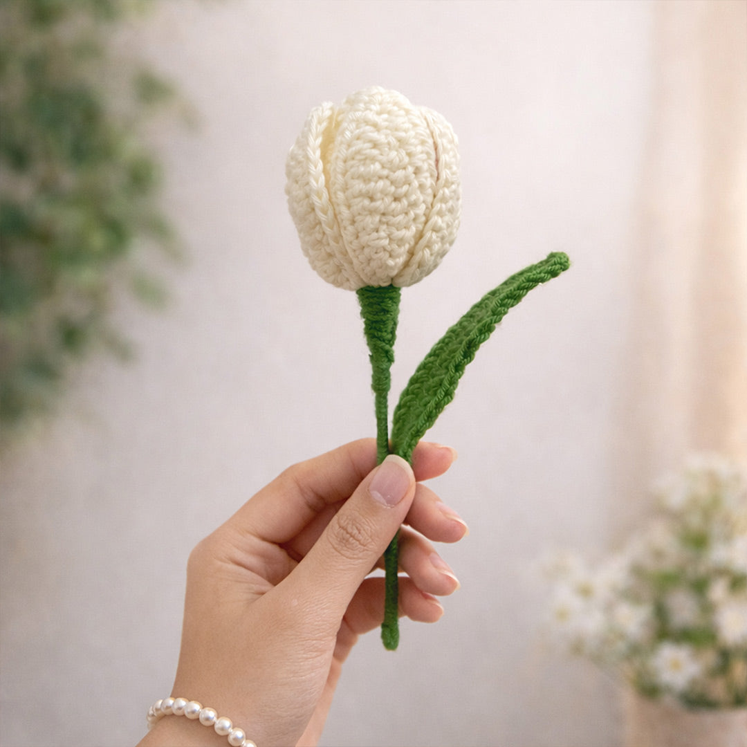 Handmade Crochet Tulip Flower – Elegant Knitted Flower Gift & Decorative Handmade Bloom | Love Craft Gifts