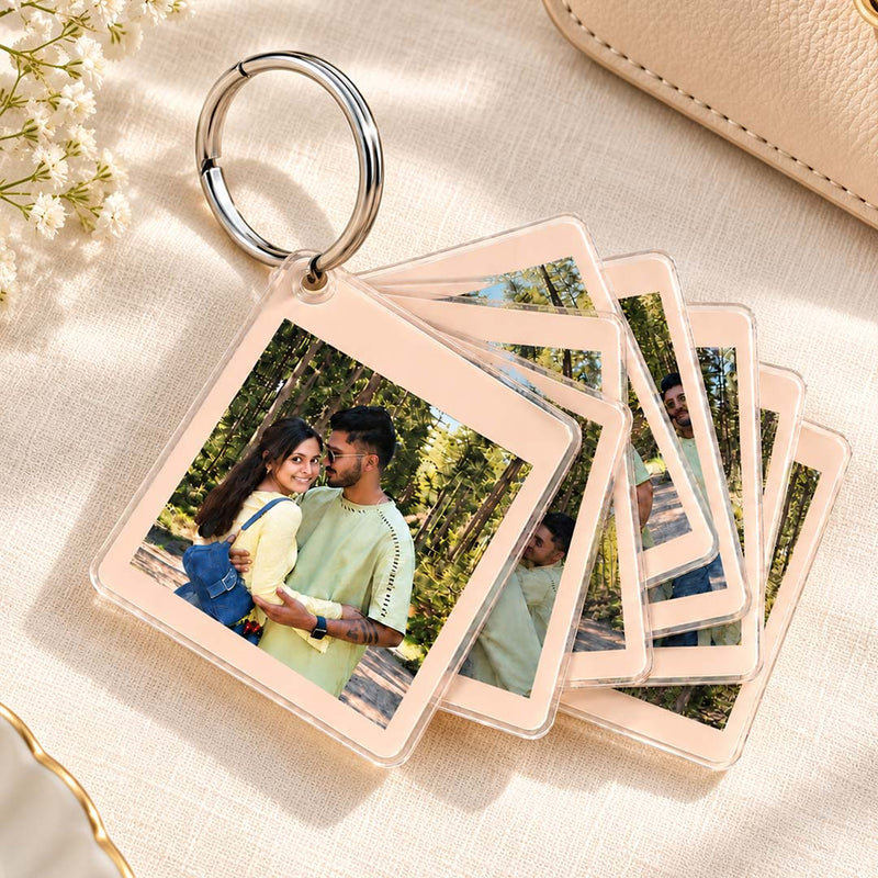 Custom 12-Photo Acrylic Keychain | Personalized Both-Side Couple Memory Keyring | Love Craft Gifts™