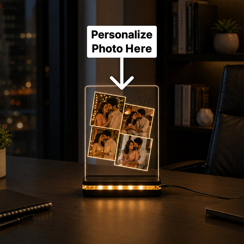 Custom 4 Photo Couple LED Acrylic Lamp | Personalized Memory Gift | Love Craft Gifts™