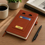 Personalized PU Leather Executive Diary with Name Plate & Card Holder | Premium A5 Journal Gift for Professionals, Office Use & Corporate Gifting | Love Craft Gifts™