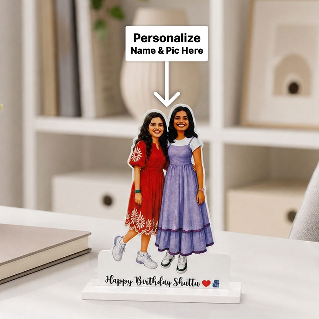 Custom Best Friend Photo Table Stand | Personalized White Acrylic Gift
