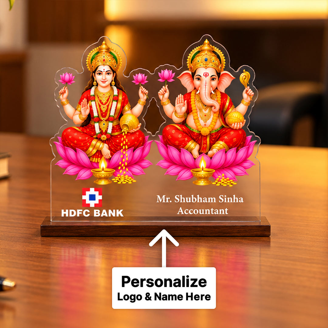 Custom Company Logo Diwali Gift | Personalized Lakshmi Ganesha Corporate Gift