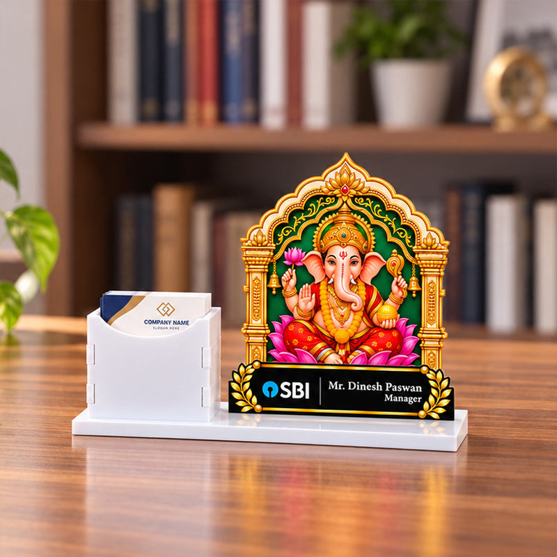 Custom Company Logo Ganesha Desk Stand | Diwali Corporate Gifting | Love Craft Gifts™