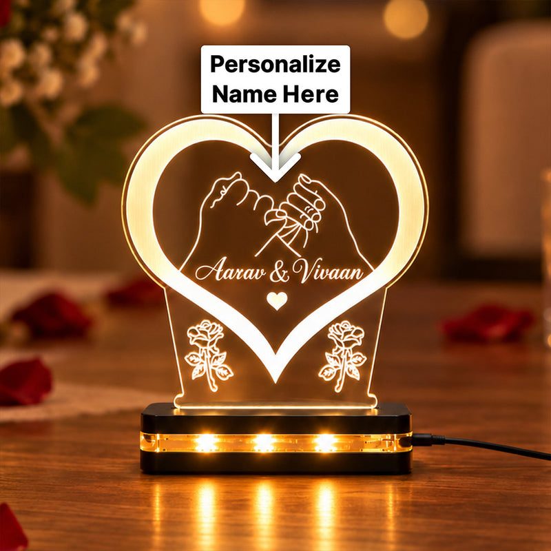 Custom Couple Name LED Lamp 5x6″ | Romantic Heart Acrylic Light | Love Craft Gifts™