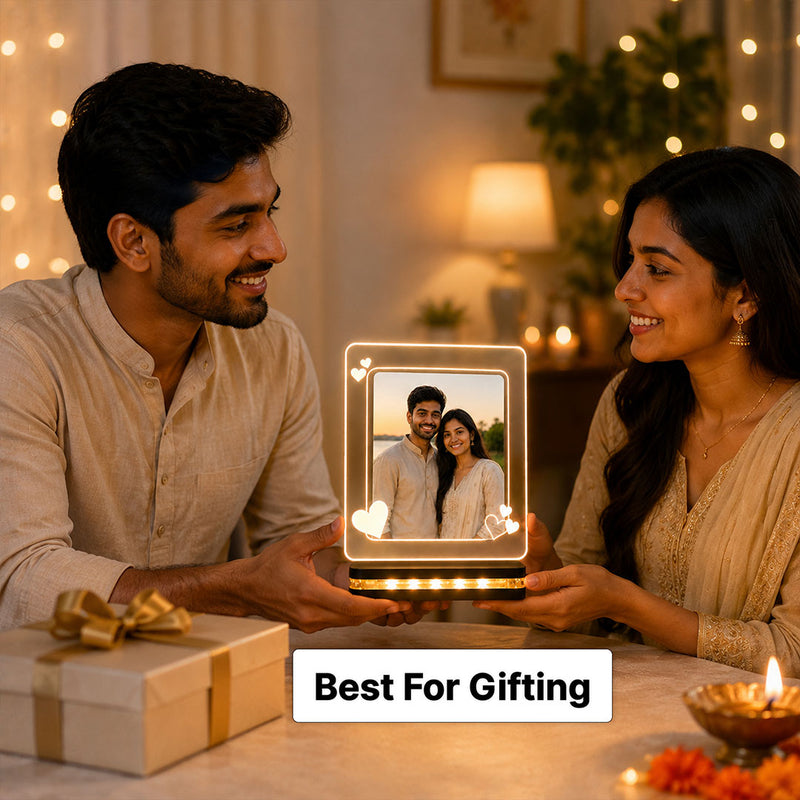 Custom Couple Photo Frame LED Lamp 6x8" | Personalized Romantic Keepsake | Love Craft Gifts™