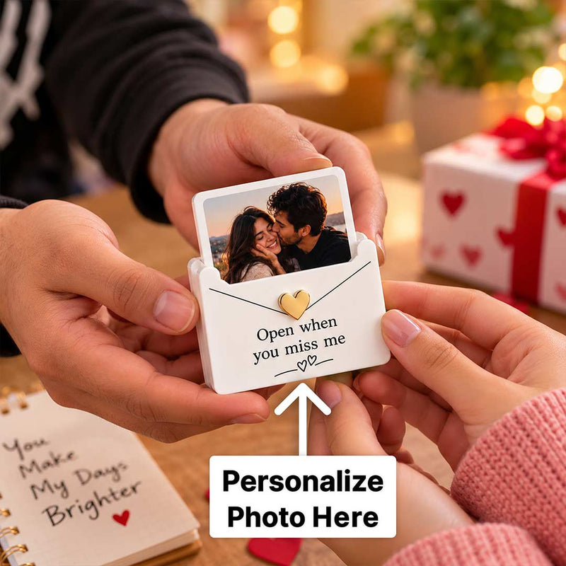 Custom Couple Photo Message Holder with Open When You Miss Me Design | Love Craft Gifts™