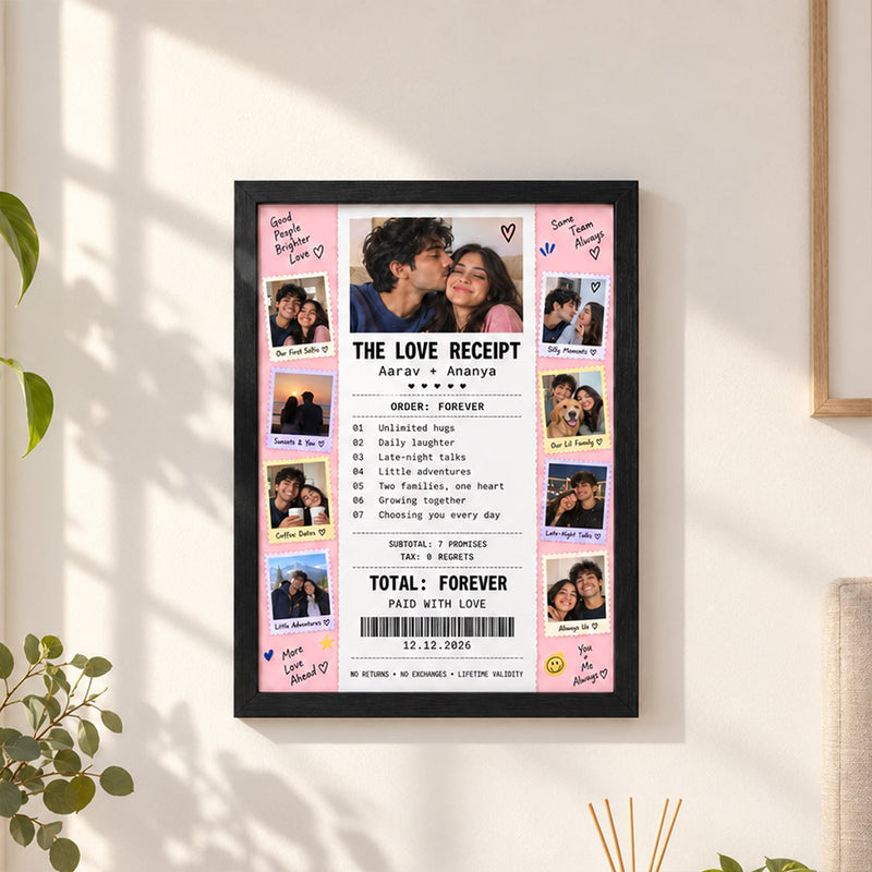 Custom Couple Photo Receipt Frame with Special Date | Love Craft Gifts™