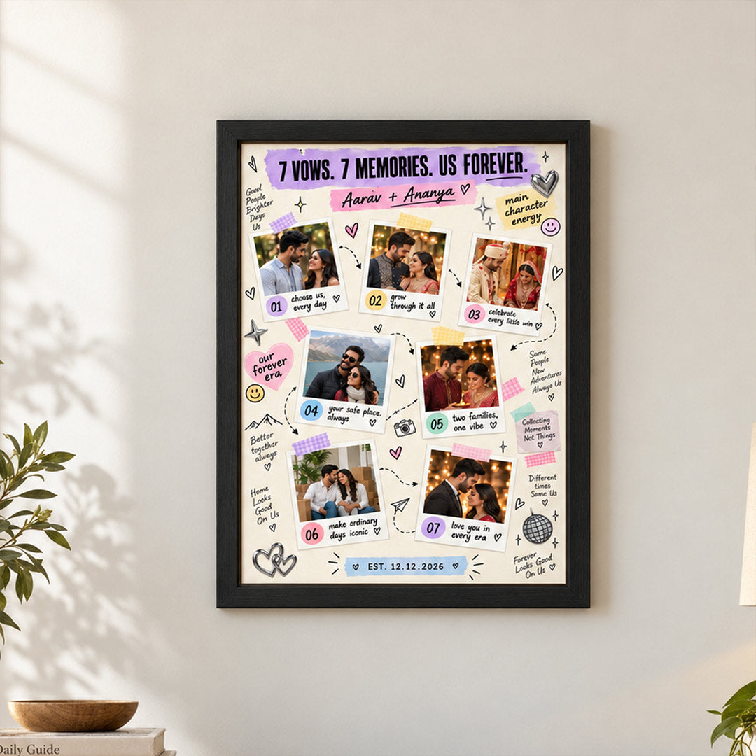 Custom Couple Polaroid Photo Frame with 7 Vows | Love Craft Gifts™