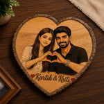 Custom Couple Portrait Wooden Heart Slice Anniversary Gift for Husband Wife | Love Craft Gifts™
