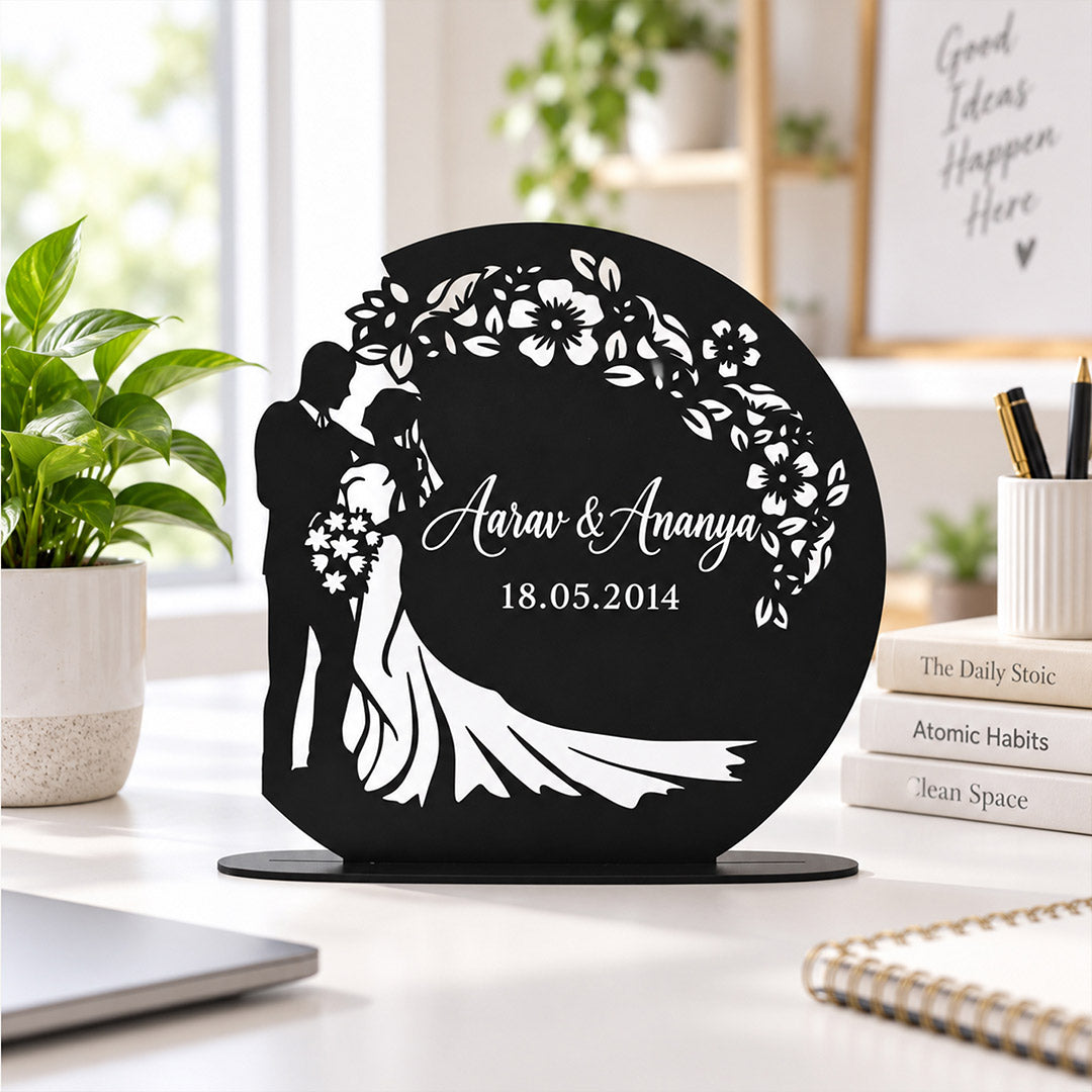 Custom Couple Silhouette Stand with Floral Design | Love Craft Gifts™