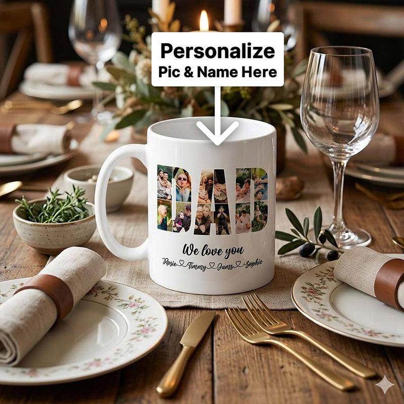 Custom DAD Photo Ceramic Mug 250ml | 12-Photo Father’s Day Gift | Love Craft Gifts™