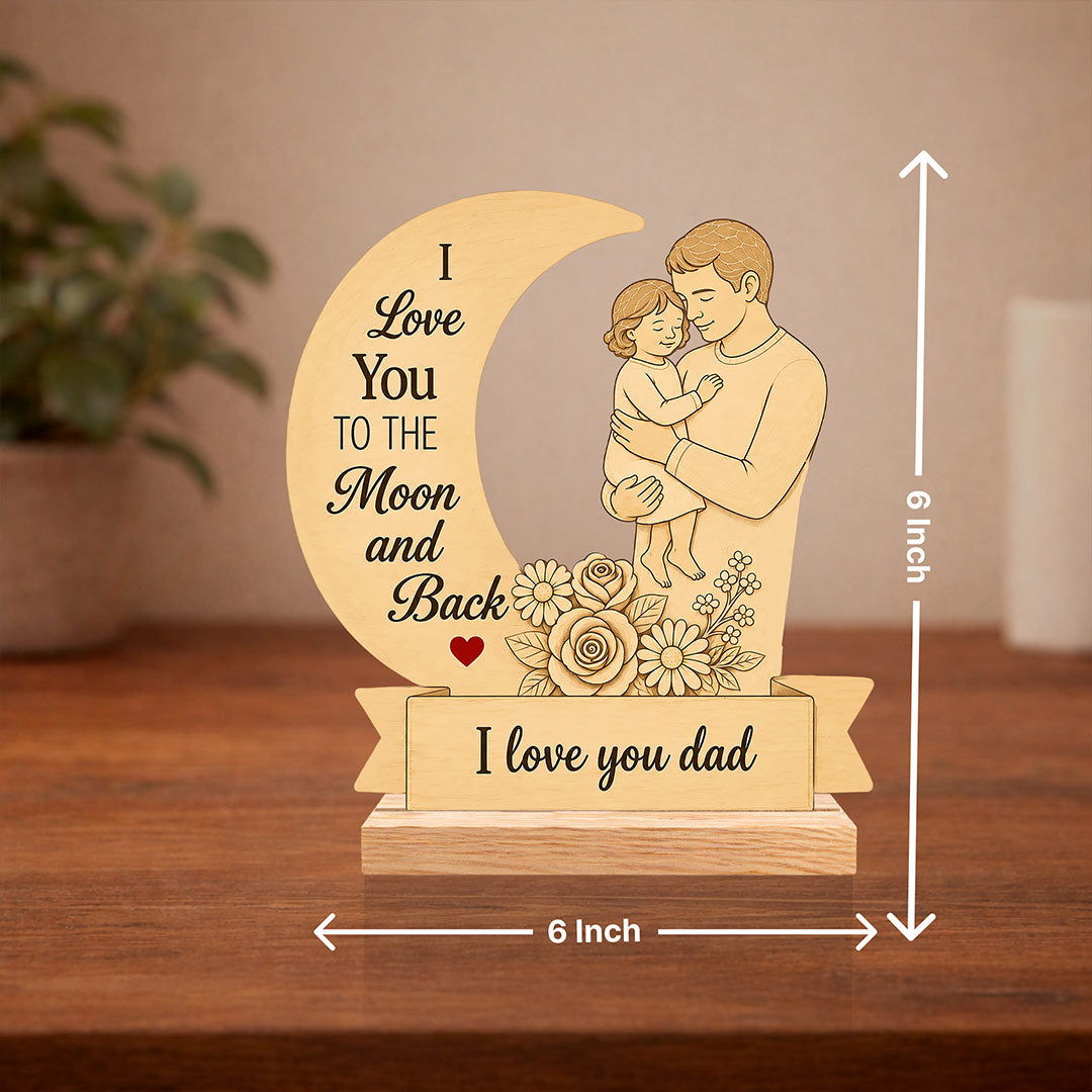 Custom Dad Wooden LED Lamp | Personalized Home Decor Gift | Love Craft Gifts™