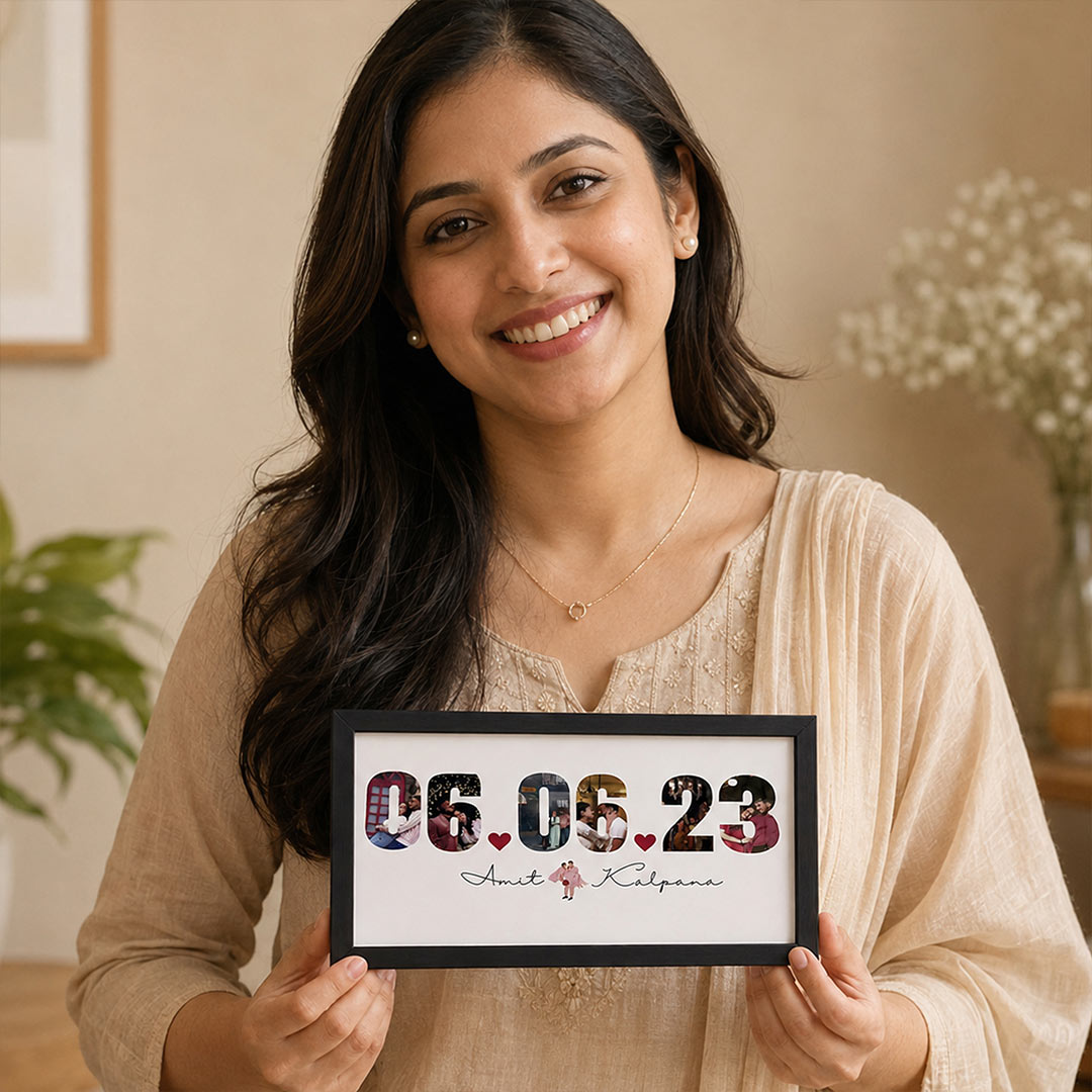Custom Date Photo Collage with Couple Names | Anniversary Keepsake