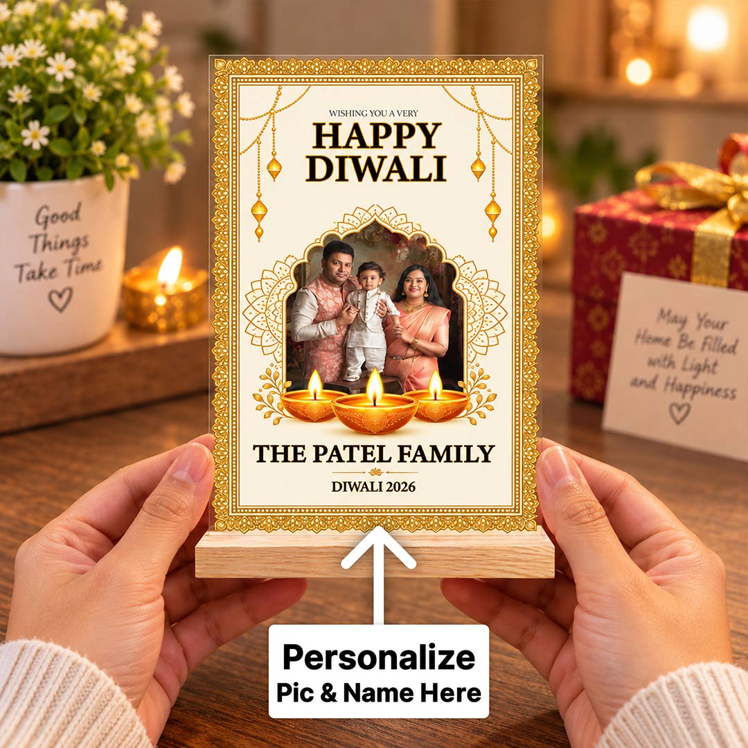 Custom Diwali Family Photo Plaque 6x8 Inch | Love Craft Gifts™