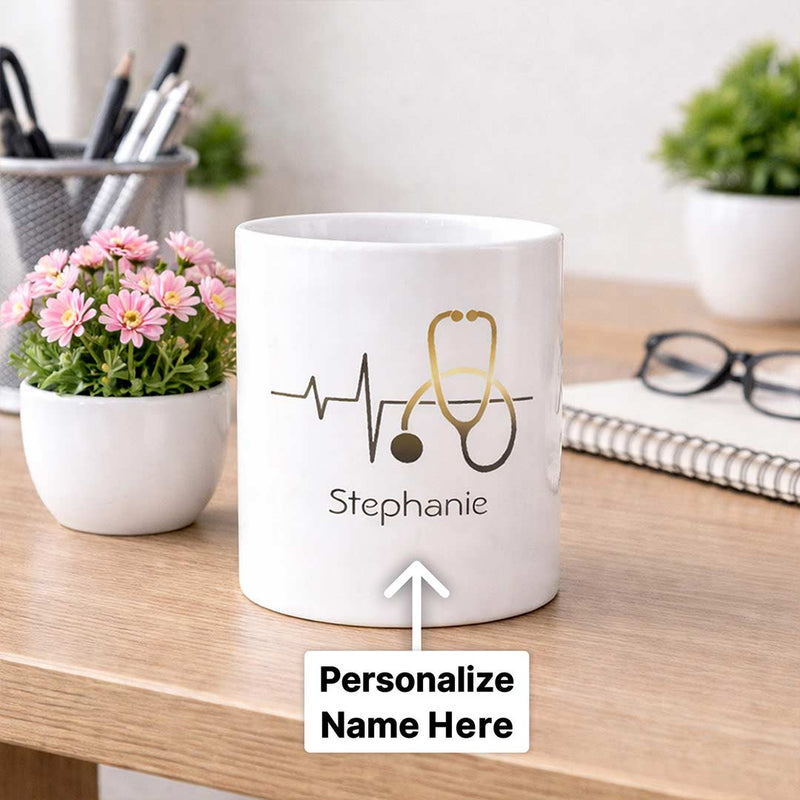 Custom Doctor Name Mug 250ml | Stethoscope Design Gift | Love Craft Gifts™