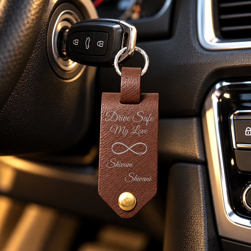 Custom Drive Safe My Love Keychain | Personalized Photo and Couple Names Keepsake | Love Craft Gifts™