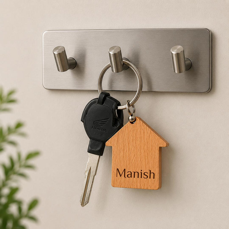 Custom Engraved Wooden House Keychain | Personalized Name Gift | Love Craft Gifts™