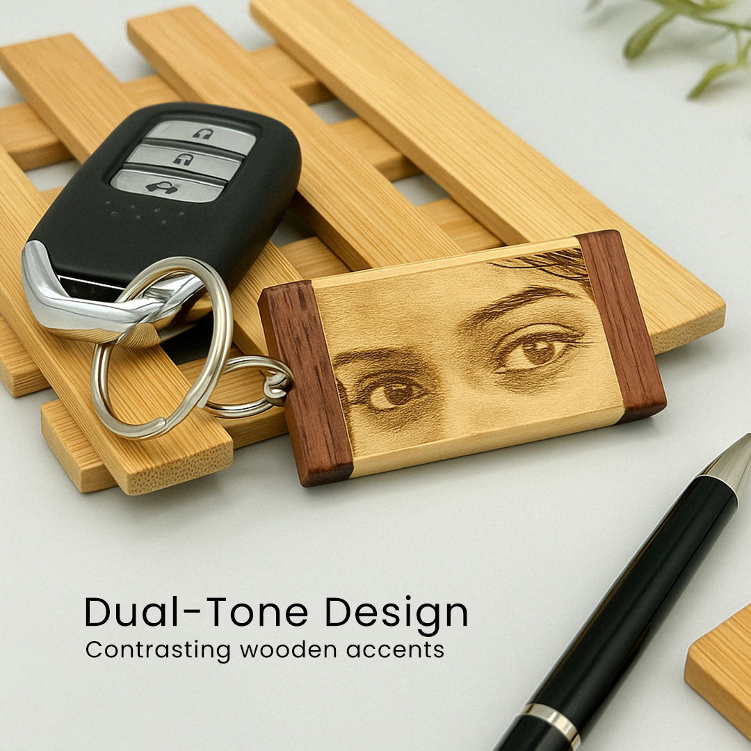 Wooden Keychain Custom Eye Engraving Keycjahin | Love Craft Gifts