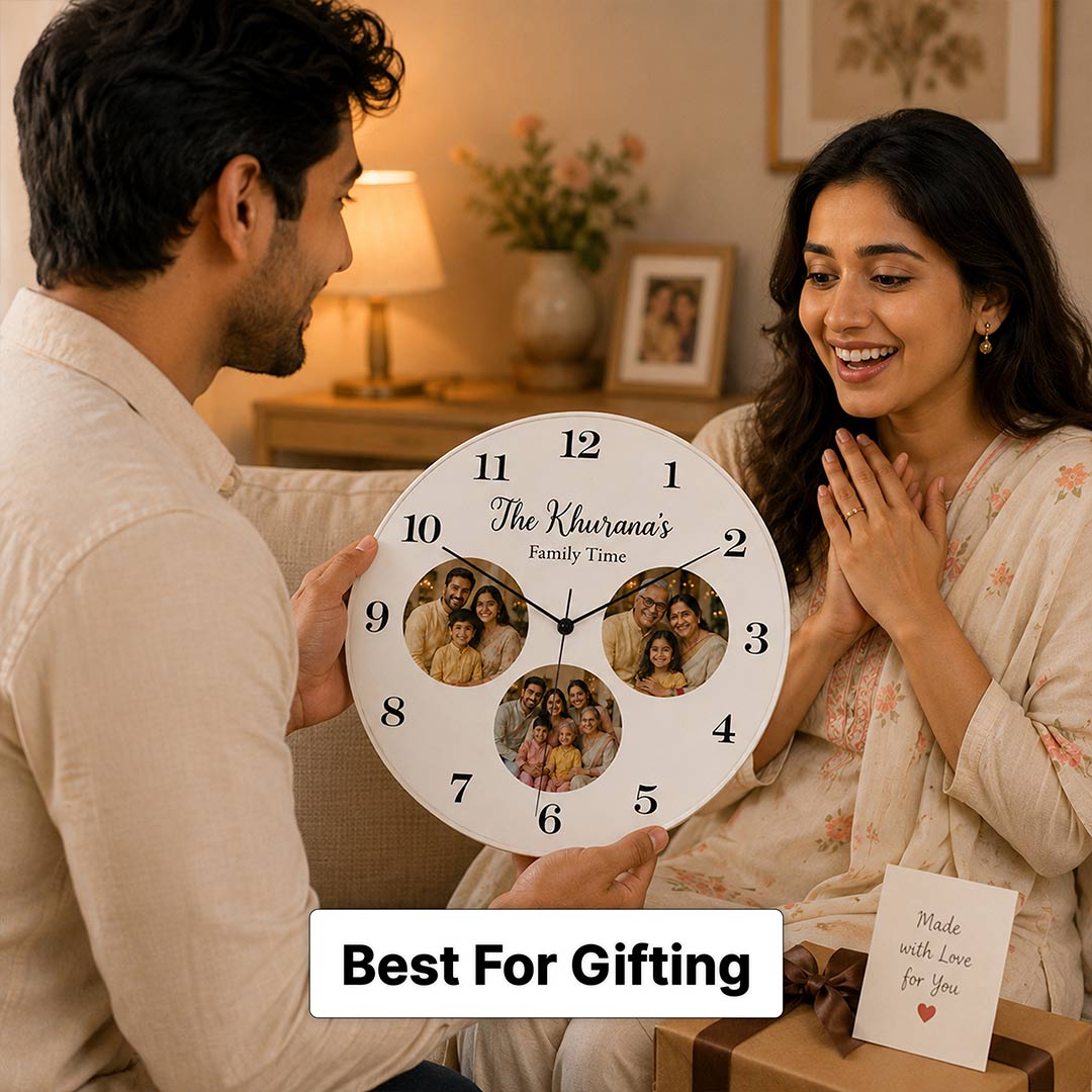 Custom Family Photo Wooden Wall Clock | Personalized Home Décor | Love Craft Gifts™