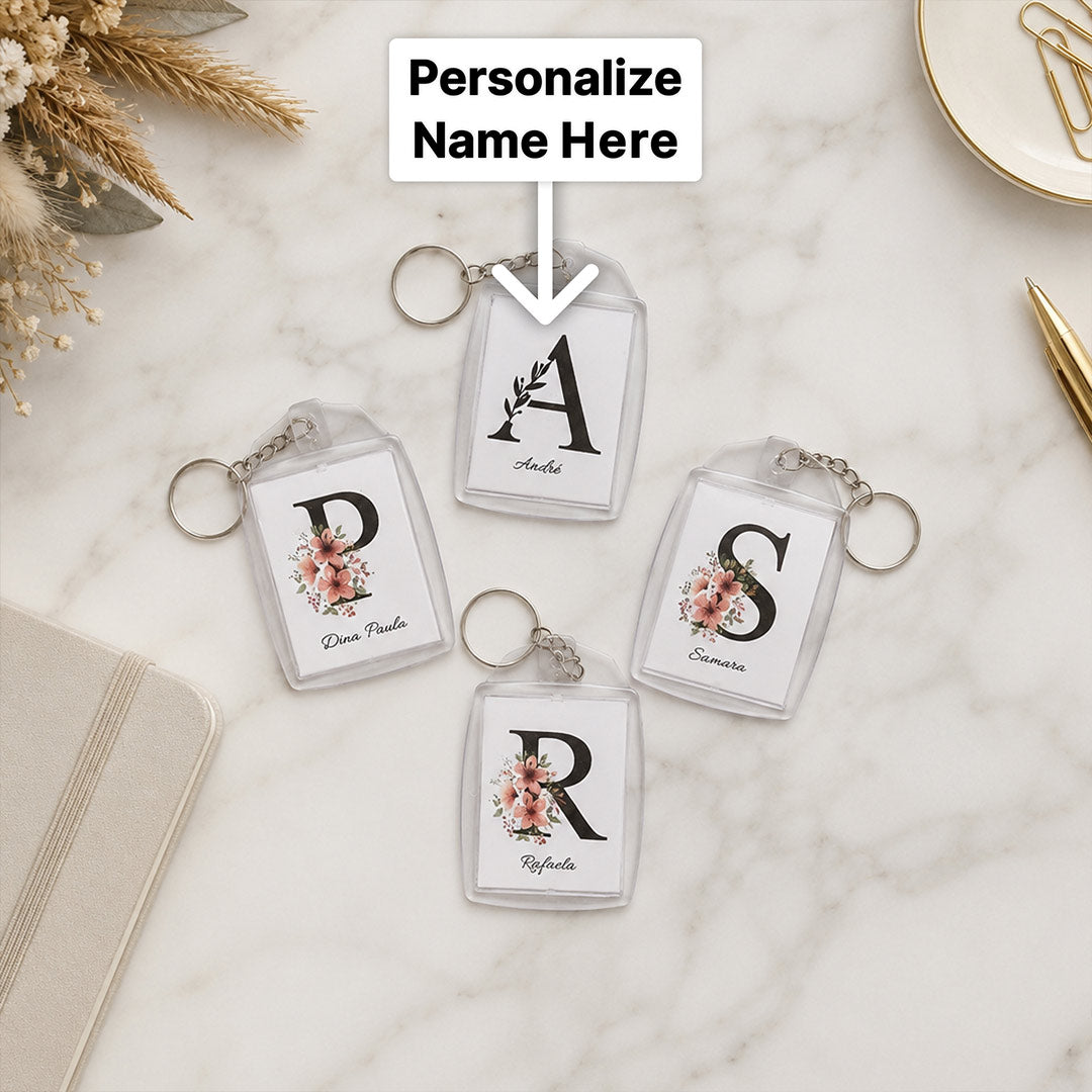 Custom Floral Alphabet Keychain with Name | Love Craft Gifts™