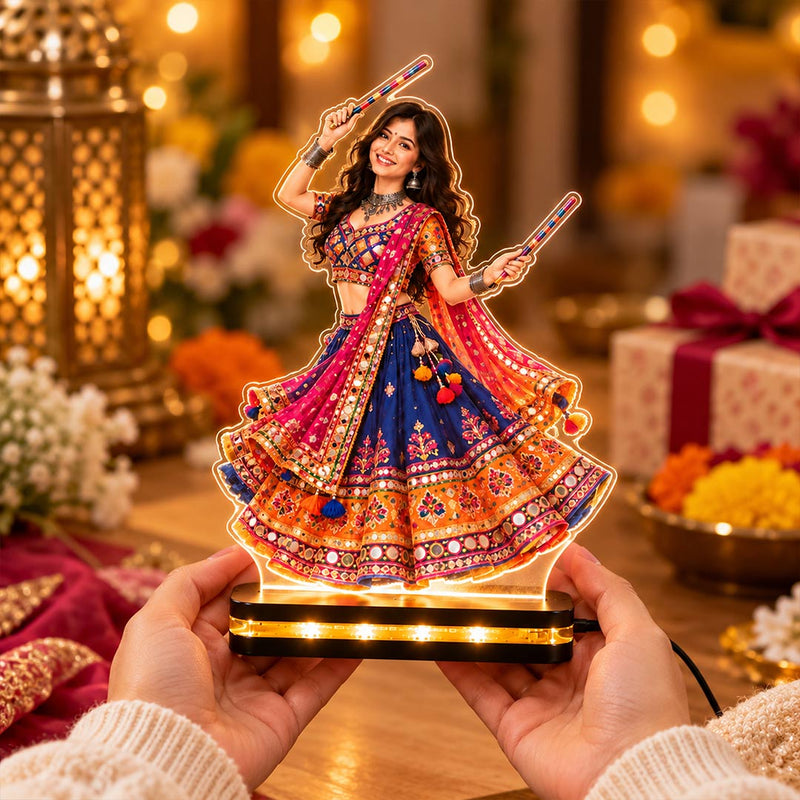 Custom Garba Dandiya Photo Lamp | Love Craft Gifts™