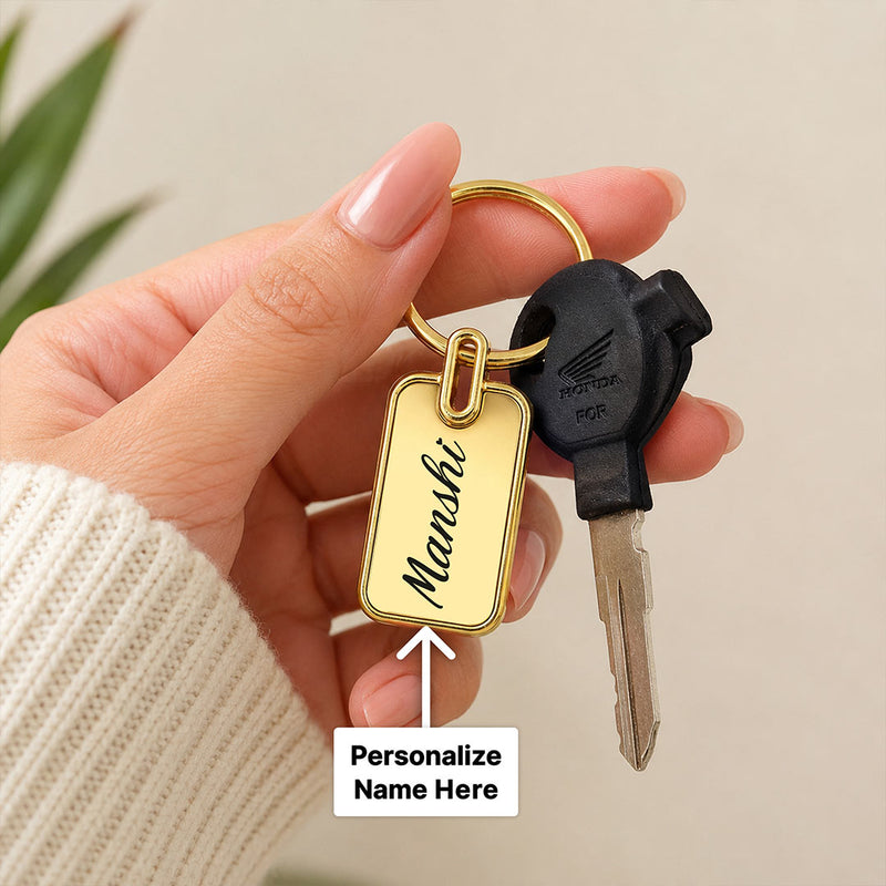 Custom Gold Metal Name Keychain | Personalized Premium Keychain | Love Craft Gifts™