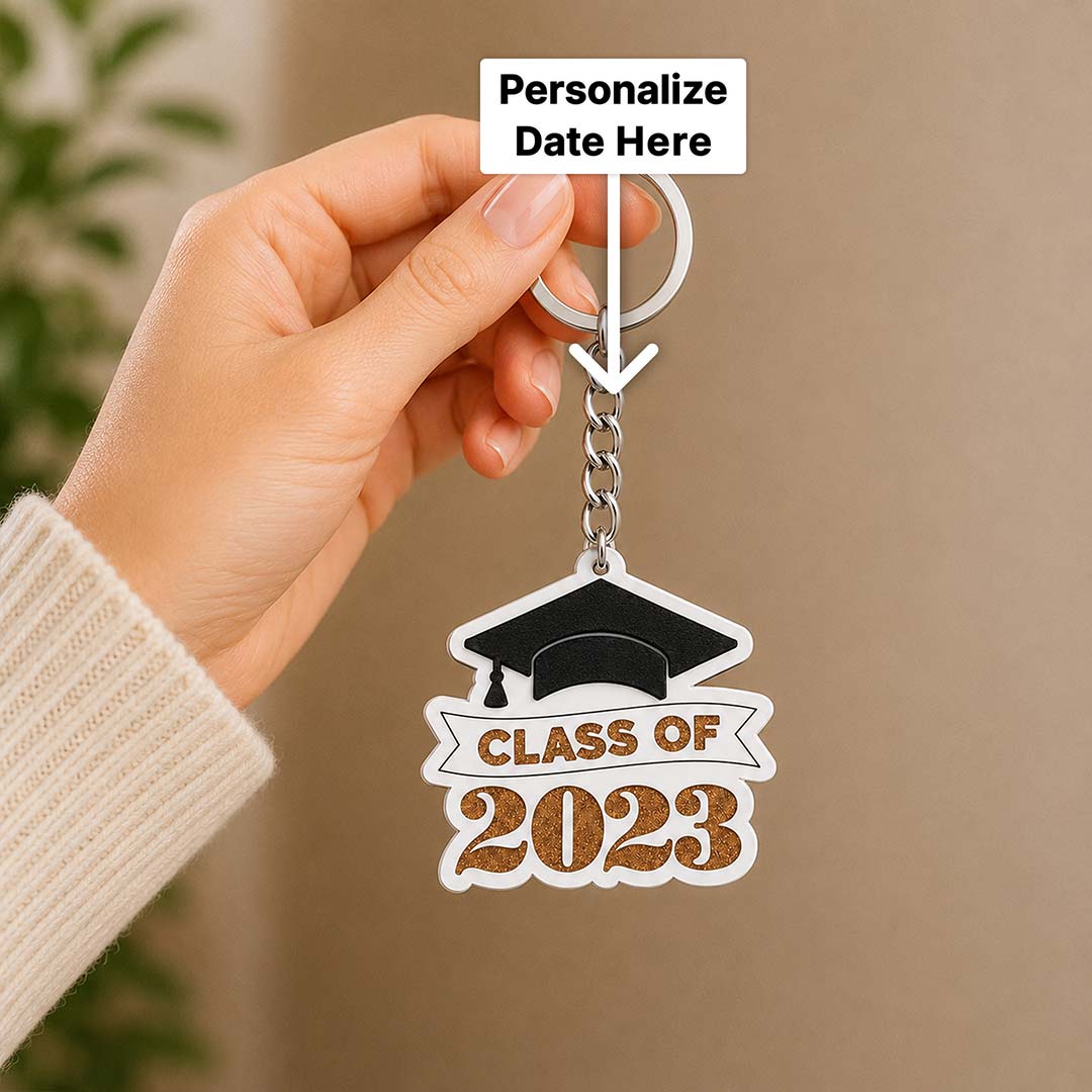 Custom Graduation Date Acrylic Keychain Personalized Graduate Gift | Love Craft Gifts™