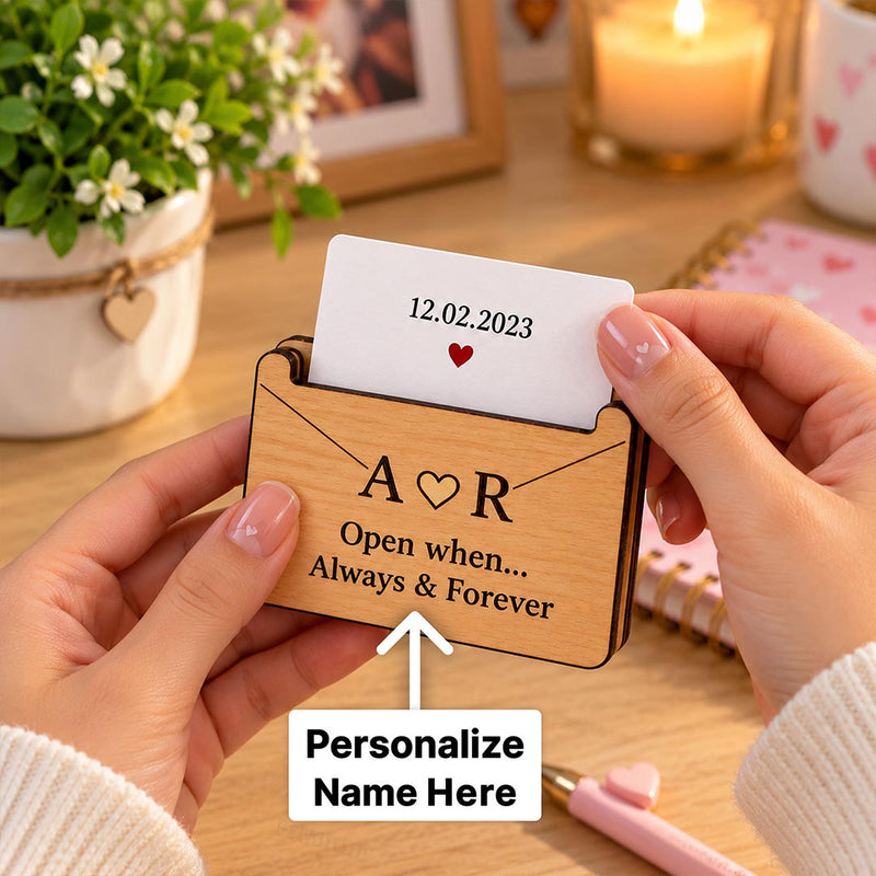 Custom Initials Always & Forever Romantic Message Holder for Couples | Love Craft Gifts™