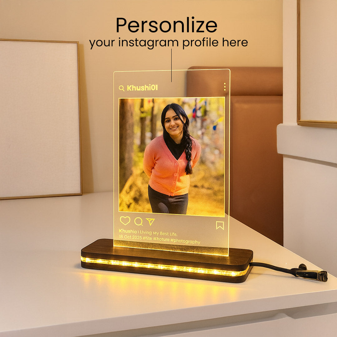 Personalized Instagram Profile Acrylic Photo Lamp with Adapter | Love Craft Gifts